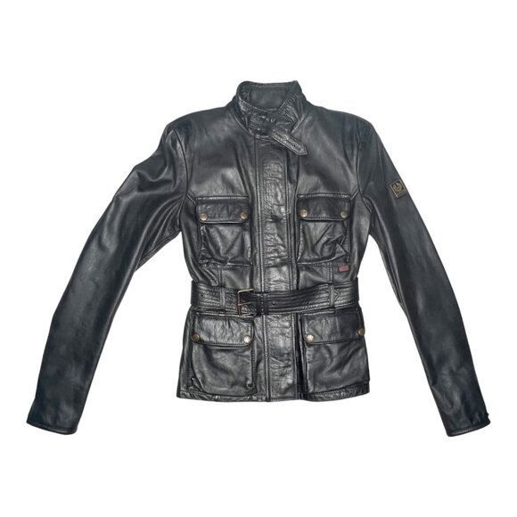 $1800 Belstaff Leather Biker Style Brad Jacket Blouson Size 42 Made in Italy - Picture 1 of 5